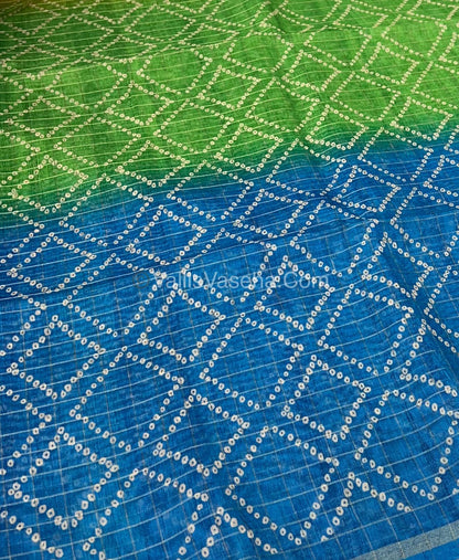 Semi Chanderi Saree - Fusion Of Bandhini & Madhubani- VVSCS002