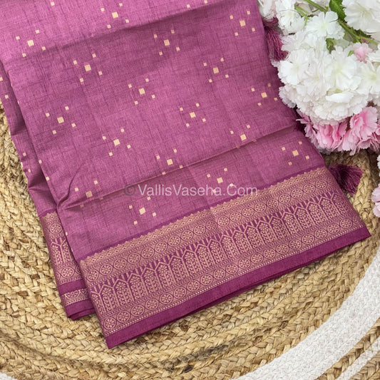 Semi Tussar Silk - Grand Pallu  - Onion Pink Shade - VVSTS017