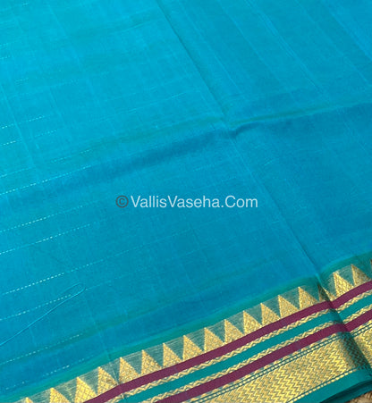 Pure Korvai Silk Cotton Saree - Blue With Blue - VVKSC020