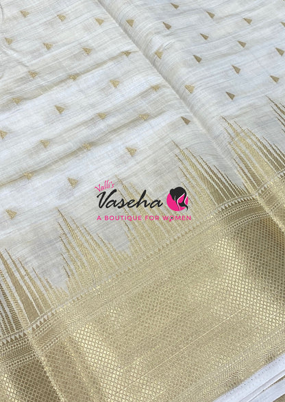 Semi Tussar Silk Saree | Cream Shade |VVSTS054
