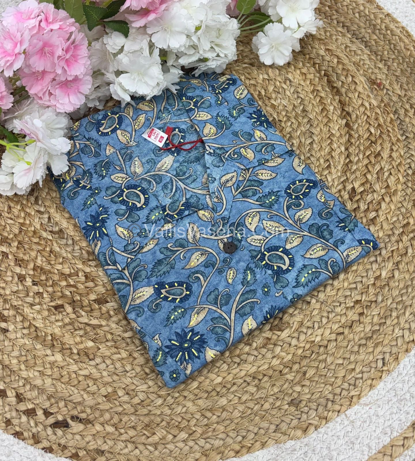 Slub Cotton -  Printed Kurti -  A - Line Cut - VVALK002