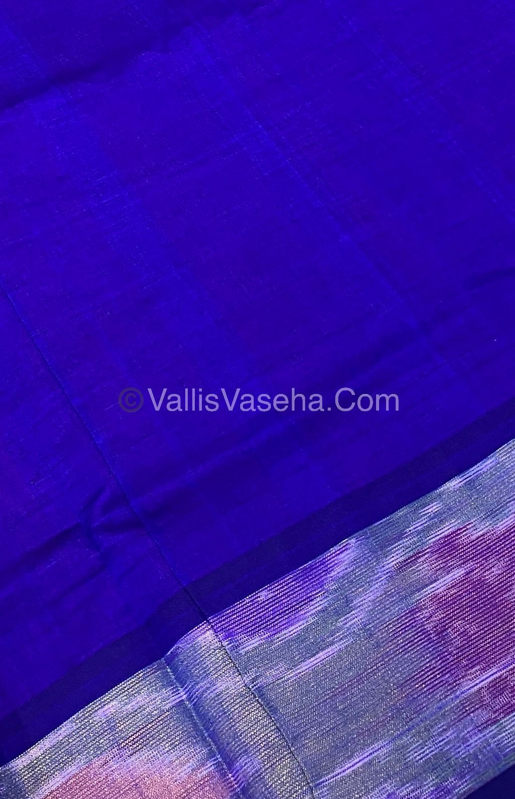 Semi Silk Cotton Saree - Reddish Pink & Ink Blue  - VVSSC001