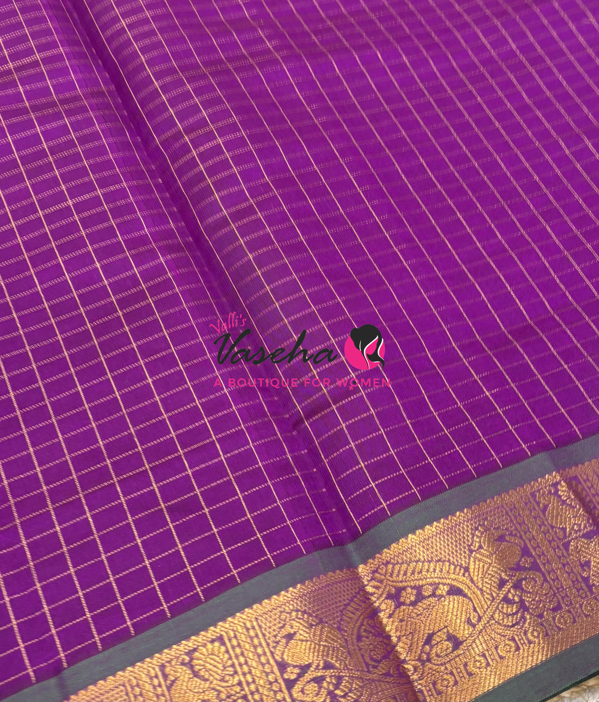 Semi Silk Cotton Saree - Checks Pattern - VVSSC019