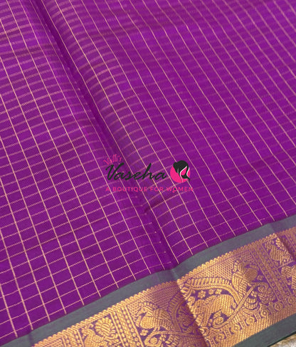 Semi Silk Cotton Saree - Checks Pattern - VVSSC019