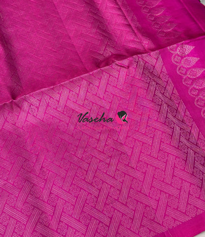 Pure Soft Silk Saree  - Light Green With Pink Combo - VVPSS139