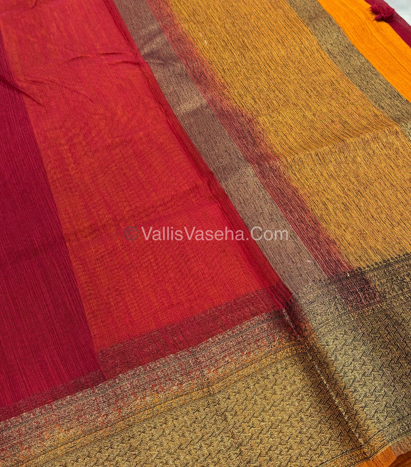 Bamboo Silk Saree - Pink With Yellow Shade - VVBSS005