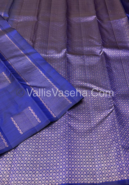 Pure Kanchipuram Silk Saree - Blue Shade - VVPS054