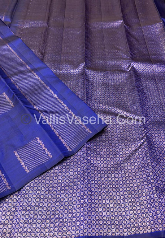 Pure Kanchipuram Silk Saree - Blue Shade - VVPS054