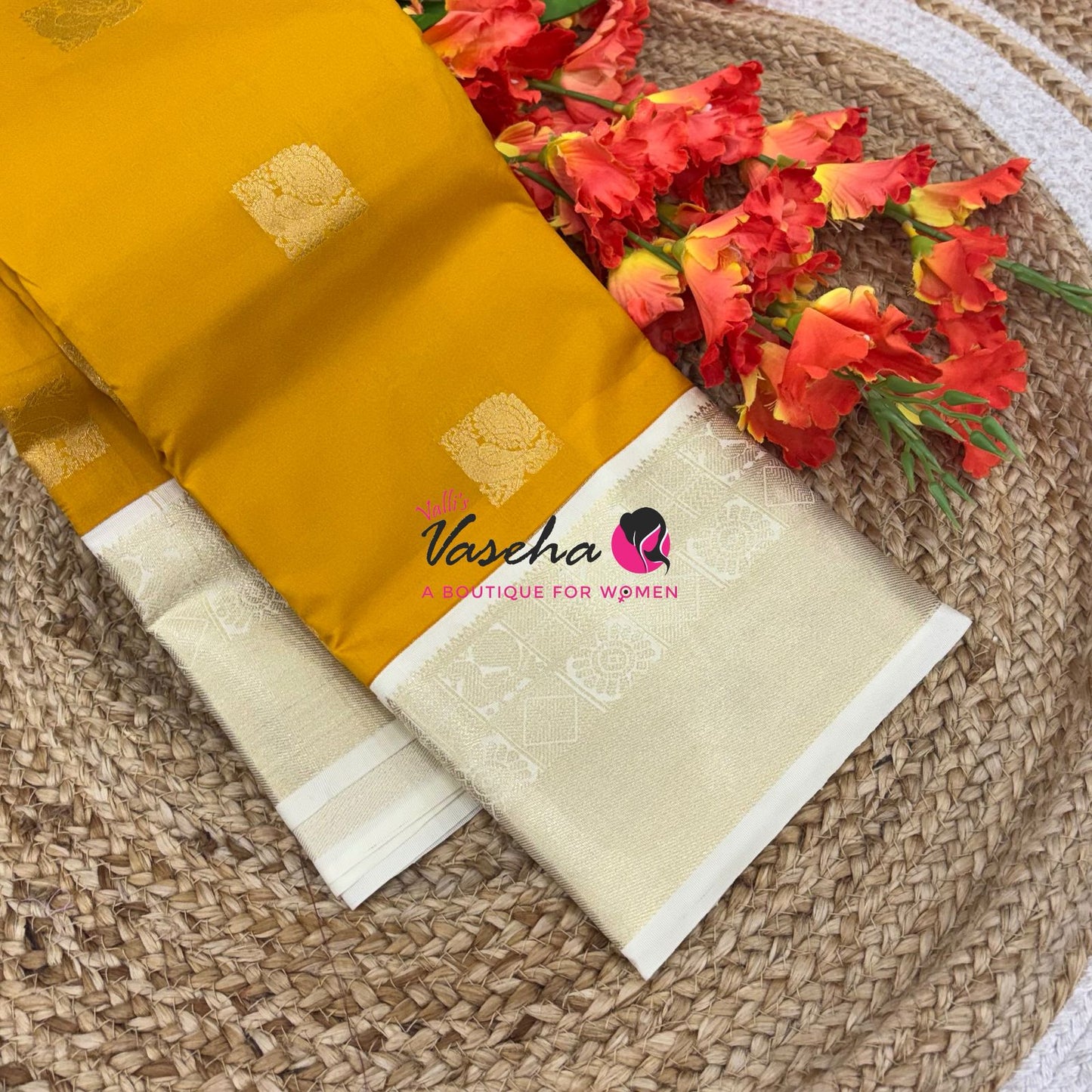 Semi Kanchi Silk  - Yellow & Cream - VVSKS007