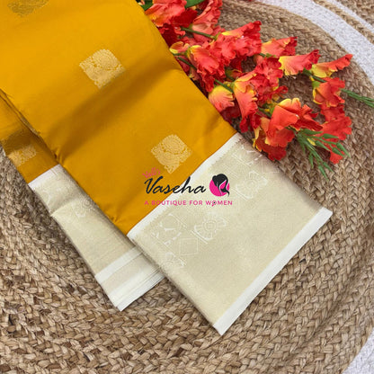 Semi Kanchi Silk  - Yellow & Cream - VVSKS007