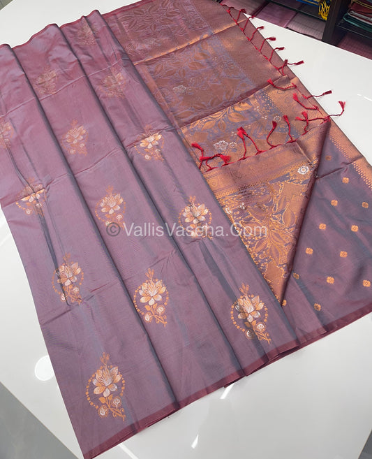 Semi Soft Silk - Border less - Light Greyish Purple Shade -VVSSS007