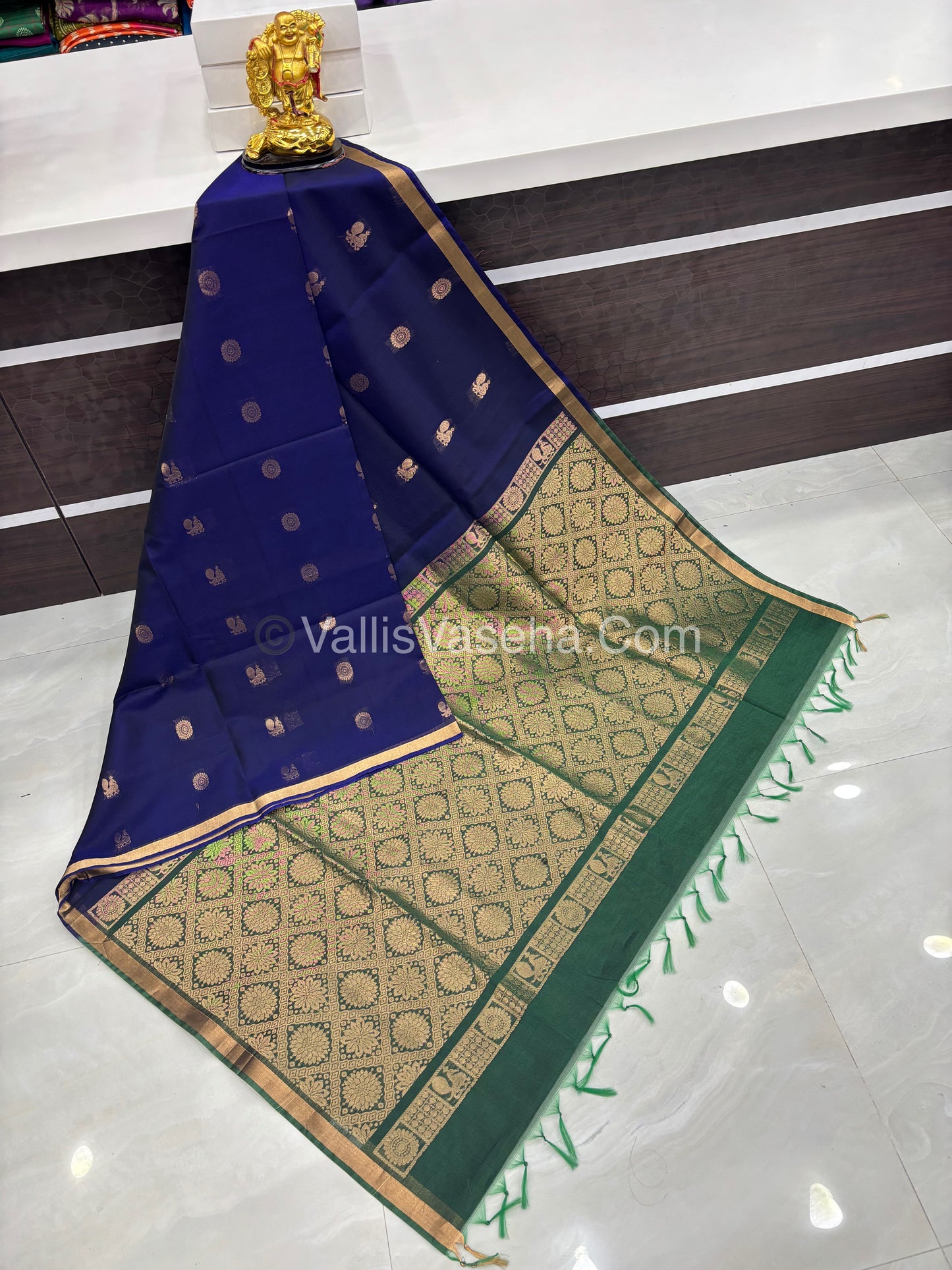 Kora Silk Saree - SICO -  Blue With Green Shade  - VVKS002