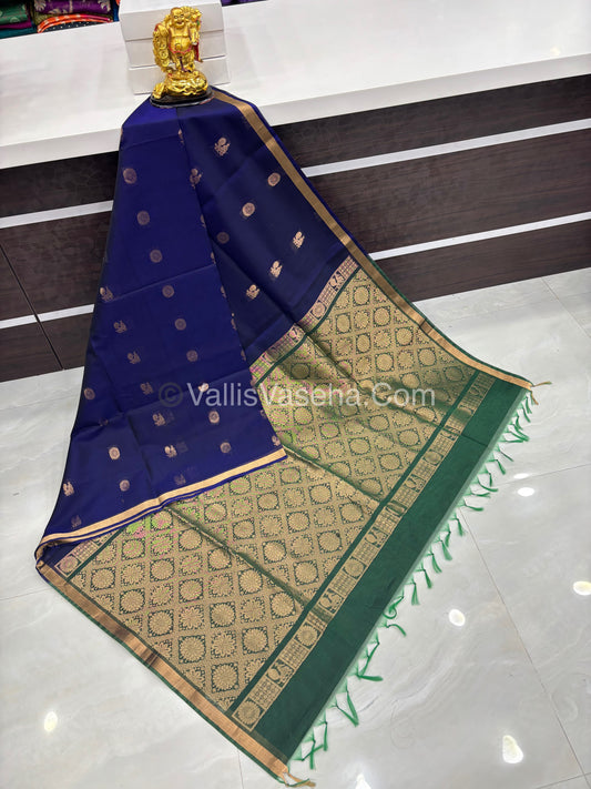 Kora Silk Saree - SICO -  Blue With Green Shade  - VVKS002