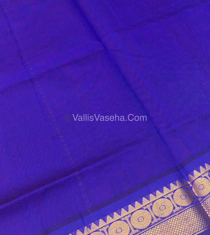 Semi Silk Cotton Saree - Pink With Blue Shade - VVSSC005