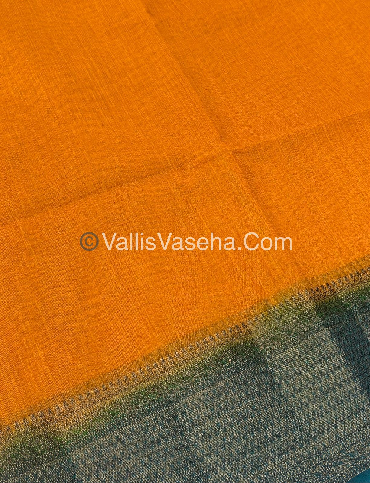 Bamboo Silk Saree - Yellow With Blue Shade - VVBSS003