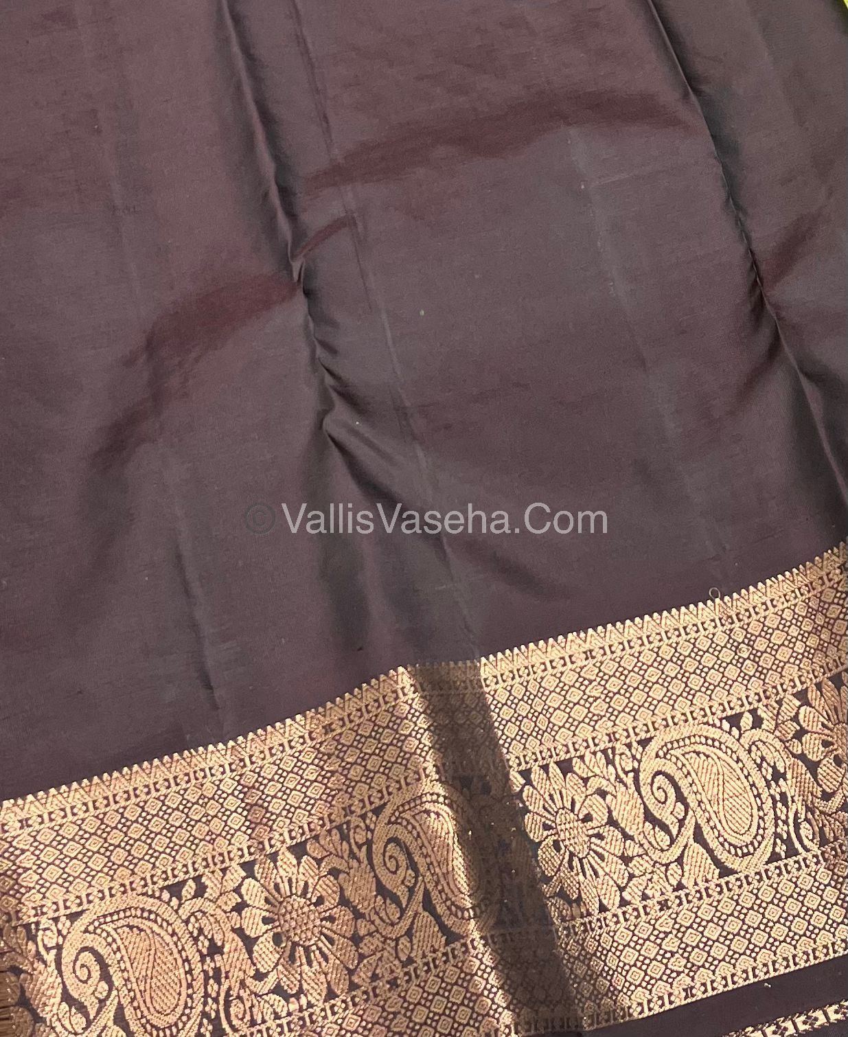 Half Mix - Pure Soft Silk Saree - Mehendi Green & Brown Shade - VVPSS031