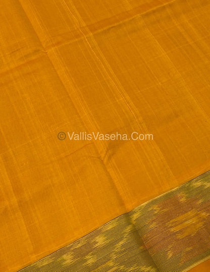 Semi Silk Cotton Saree - Pink & Yellow   - VVSSC001