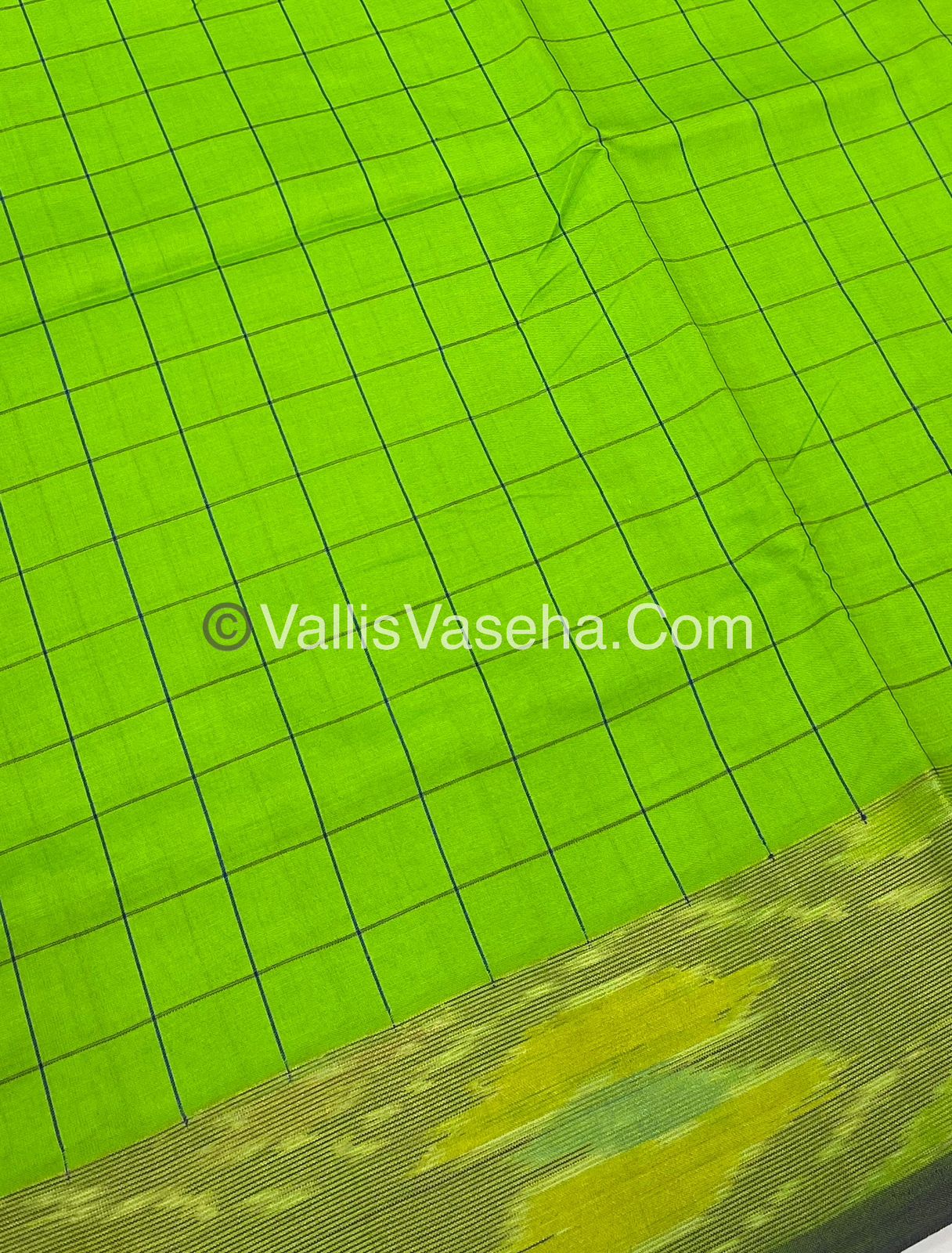 Semi Silk Cotton Saree - Green & Blue - VVSSC001