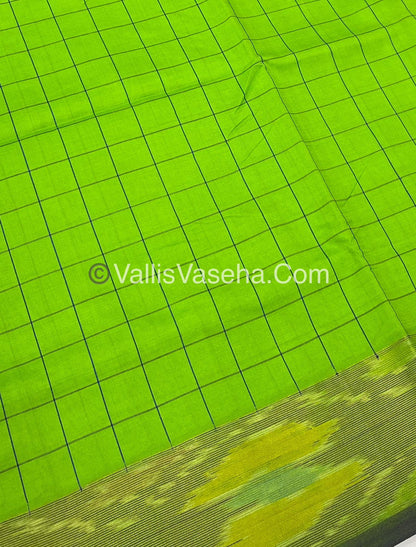 Semi Silk Cotton Saree - Green & Blue - VVSSC001
