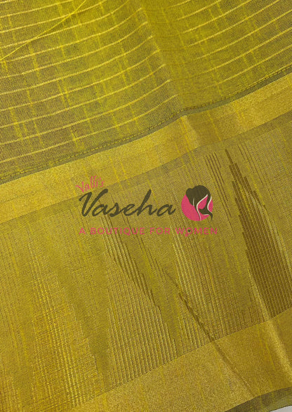 Semi Raw Silk - Lakshadeepam Design - Purple With Lemon Green Shade - VVRS008