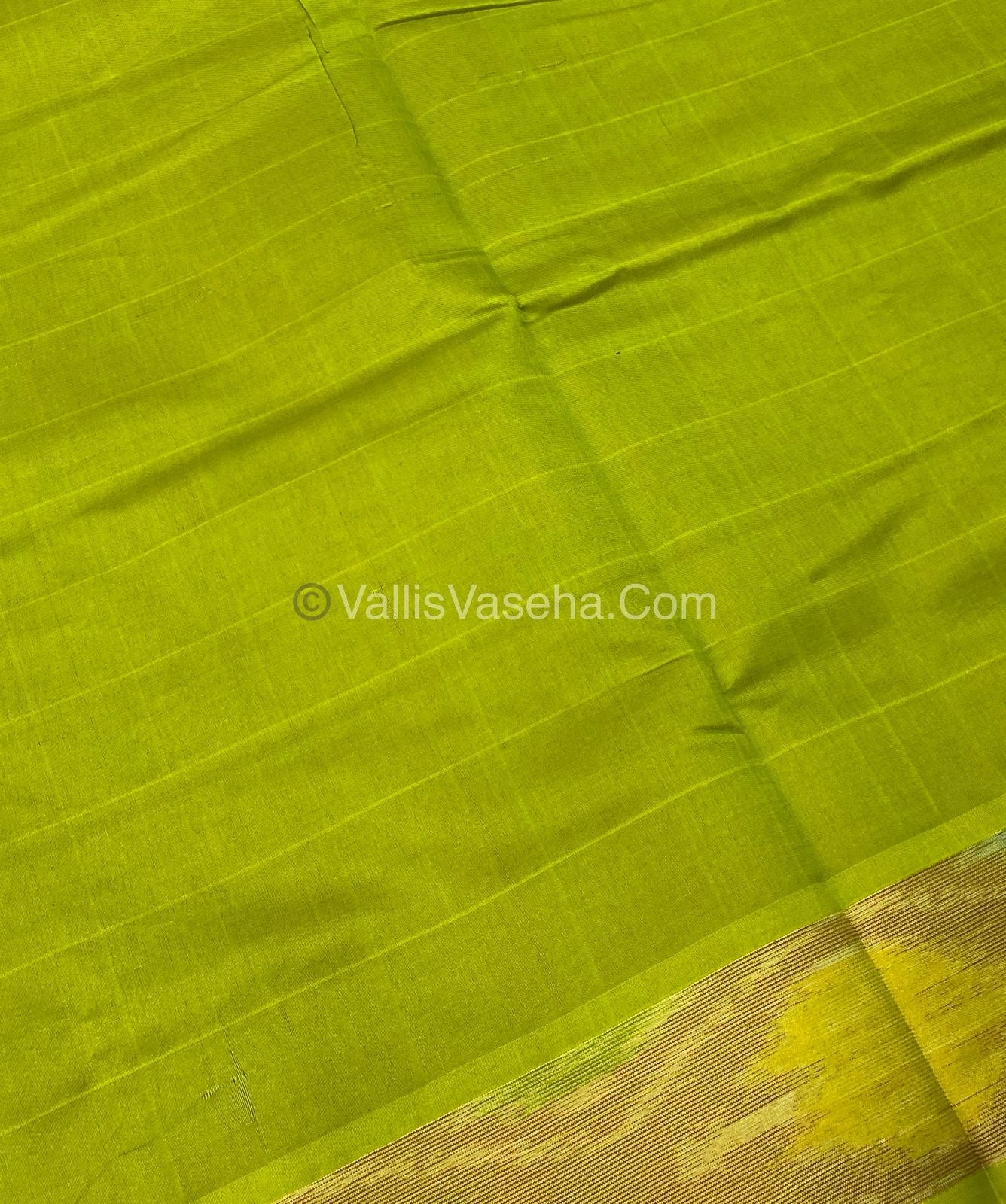 Semi Silk Cotton Saree - Red & Green - VVSSC001