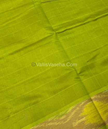 Semi Silk Cotton Saree - Red & Green - VVSSC001
