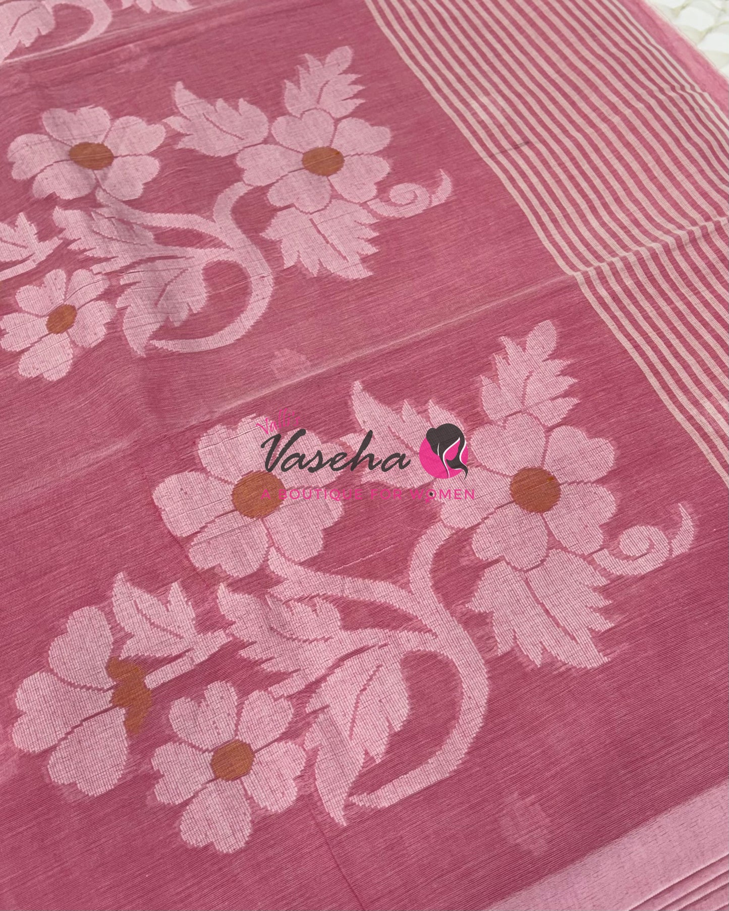 Bengal Kaddhi Cotton Saree | VVBKC002 | Pink Shade