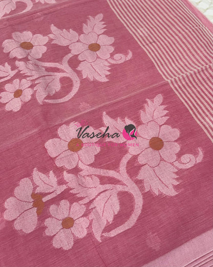 Bengal Kaddhi Cotton Saree | VVBKC002 | Pink Shade