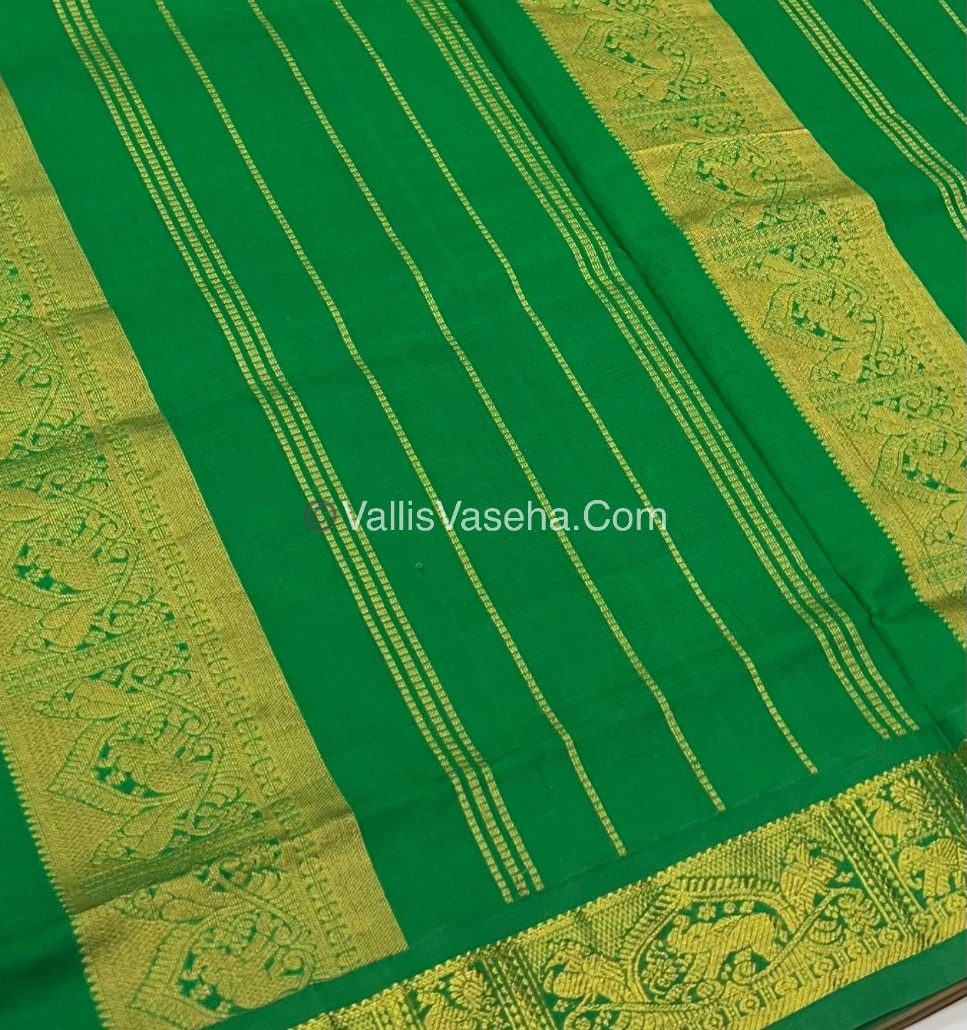 Semi Silk Cotton Saree - Blue With Green shade - VVSSC003