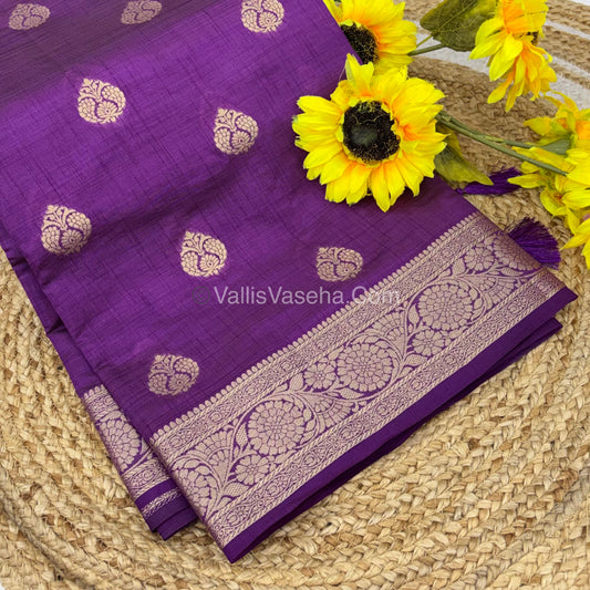 Semi Tussar Silk - Grand Pallu  -  Purple Shade - VVSTS029
