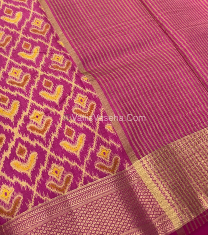 Semi Tussar Silk Saree - Ikkat / Pochampally Design - Pink Shade - VVSTS033