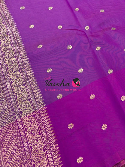 Semi Soft Silk - Peacock Blue With Purple  - VVSSS039