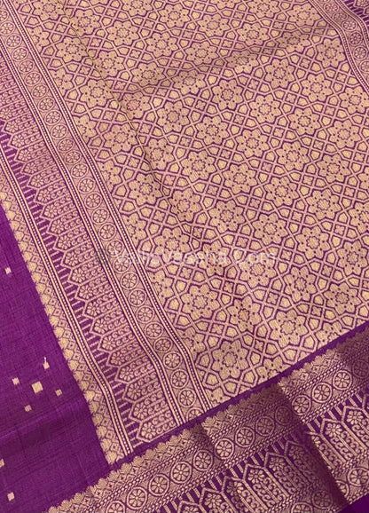 Semi Tussar Silk - Grand Pallu  - Purplish Pink Shade - VVSTS031