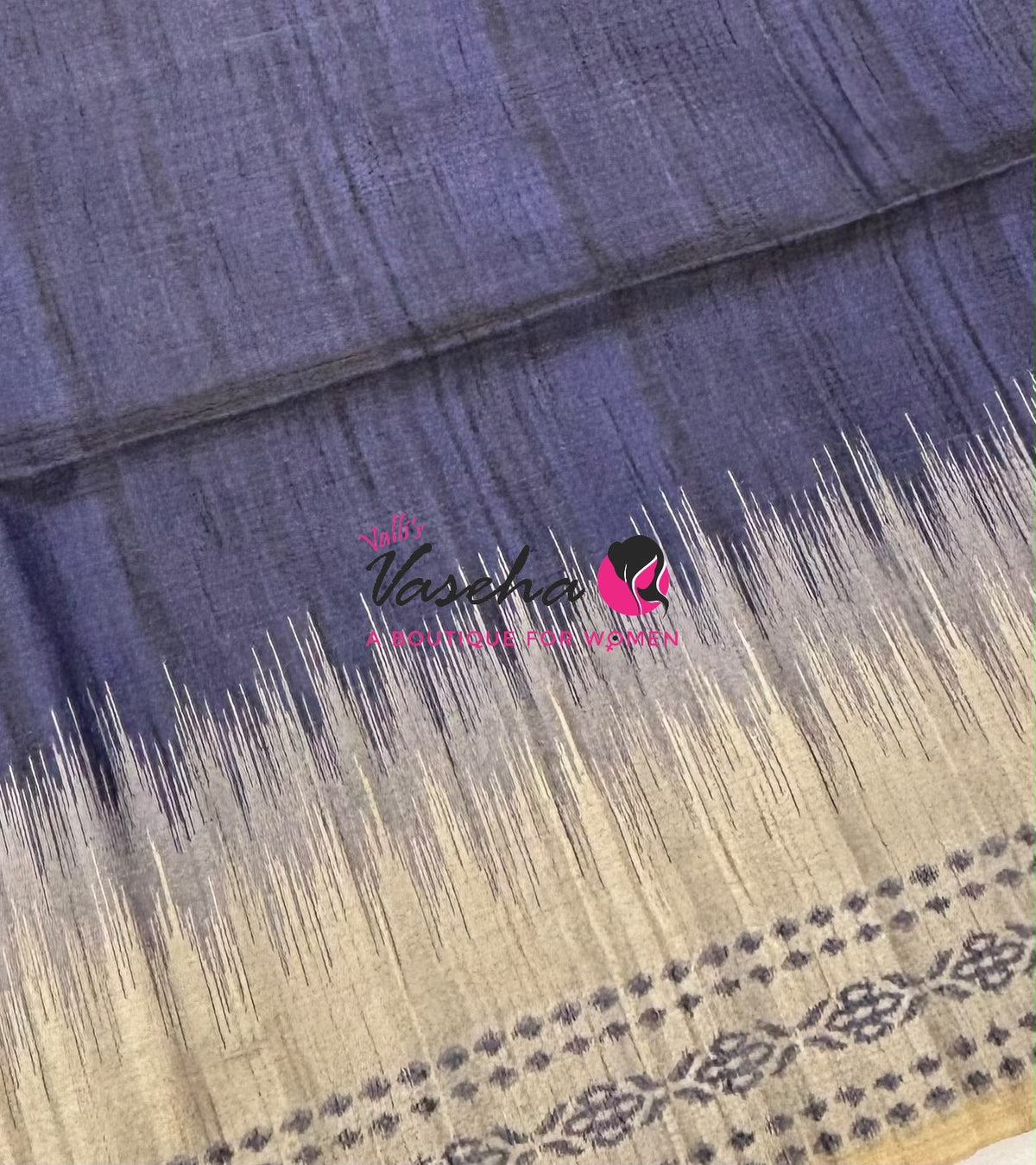 Semi Jute Silk Saree - Blue With Cream Shade - VVSJS003