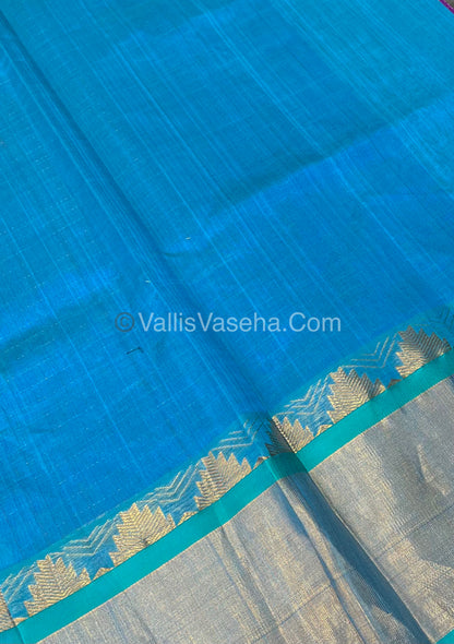 Pure Korvai Silk Cotton - Lakshadeepam Design - Short and Long border - VVKLD003