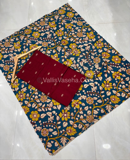 Unstitched Salwar Material -Raw Silk - Maroon Shade  - VVUSM012