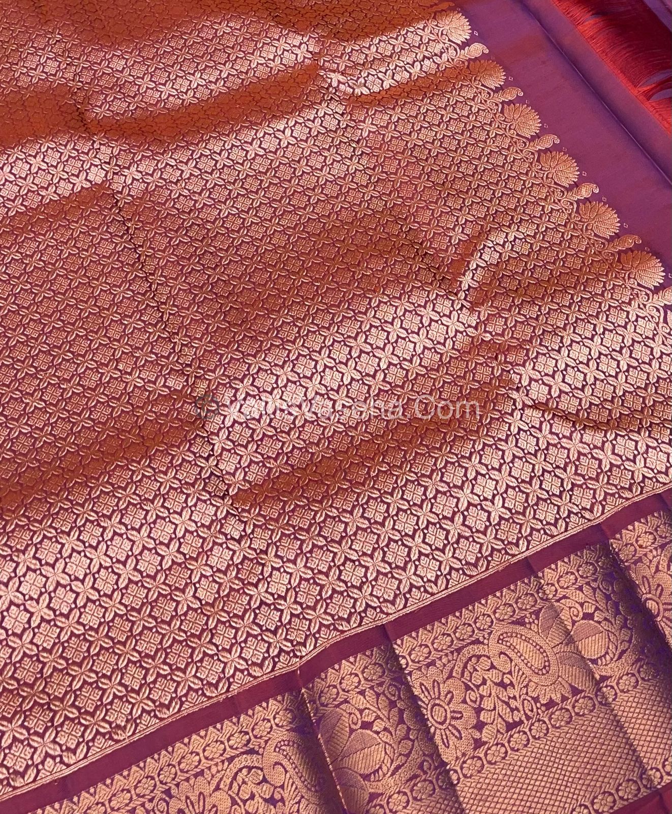 Half Mix - Pure Soft Silk Saree - Greyish Blue & Pinkish Maroon Shade - VVPSS031