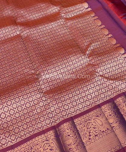 Half Mix - Pure Soft Silk Saree - Greyish Blue & Pinkish Maroon Shade - VVPSS031