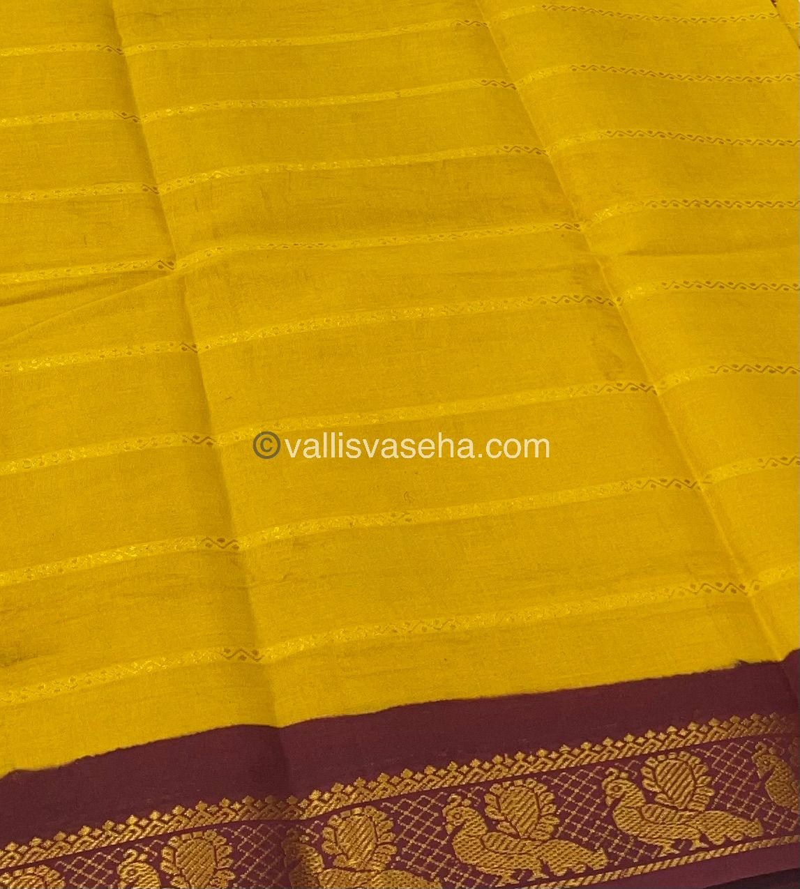 Sungudi Cotton Saree | Velthari Design - Yellow with Maroon Shade - VVSCV001