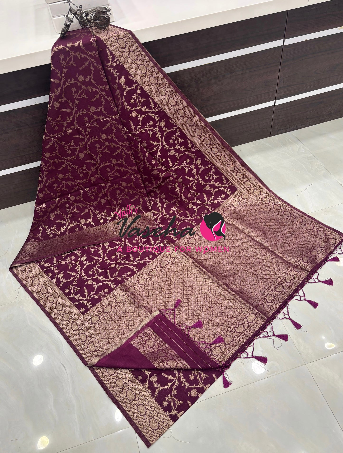 Banarasi - Heritage Silk - Semi Kathan Silk - Wine Brown - VVBHS001