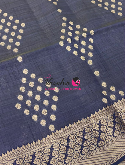 Semi Tussar Silk - Navy Blue  Shade - VVSTS071