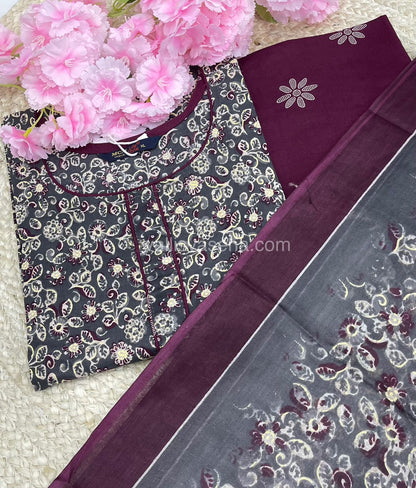 Ready Made - Semi Patiyala 3(pc) Set - Printed Cotton - VVRSP001