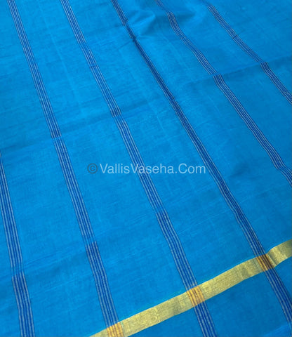 Pure Silk Cotton Sarees - Blue With Blue - VVPSC003