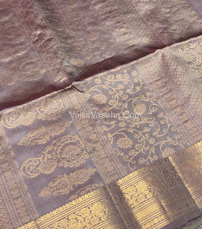 Pure Soft Silk Saree - Kanchi Border - Pink & Grey Combo - VVPSS046