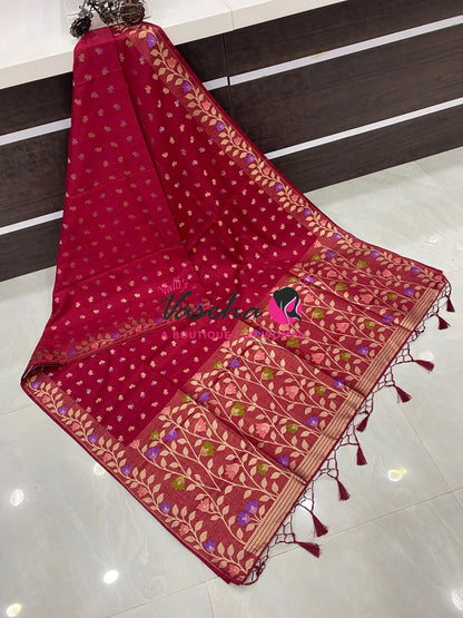 Banarasi - Heritage Meenakari Silk - Maroon Shade - VVBHS012