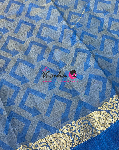 Semi Tussar Silk Saree | Ramar Blue Shade |VVSTS059