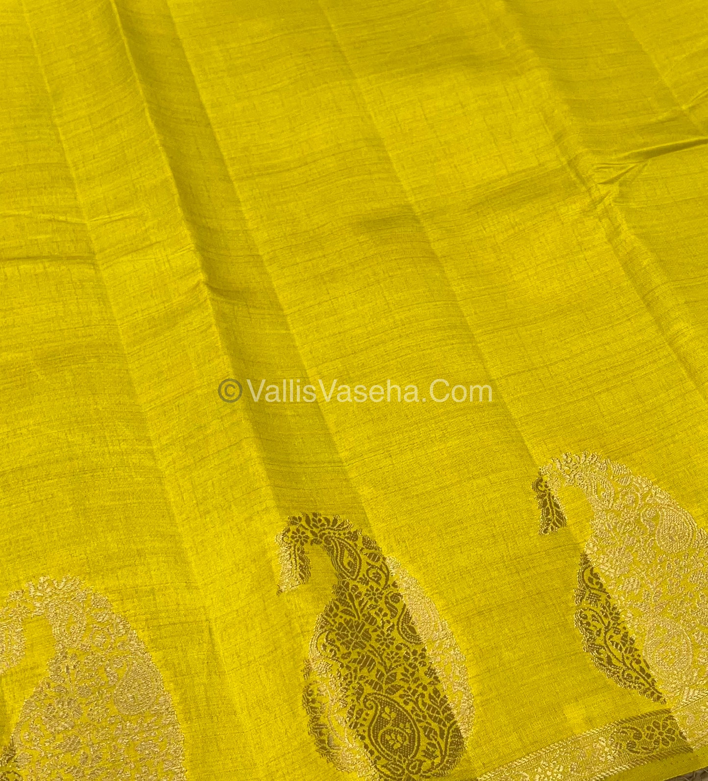 Semi Tussar Silk - Small Mango - Lemon Green Shade - VVSTS002