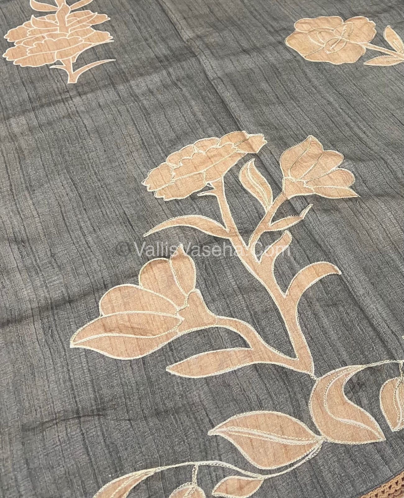 Semi Raw Silk with embroidery work - VVSRS001