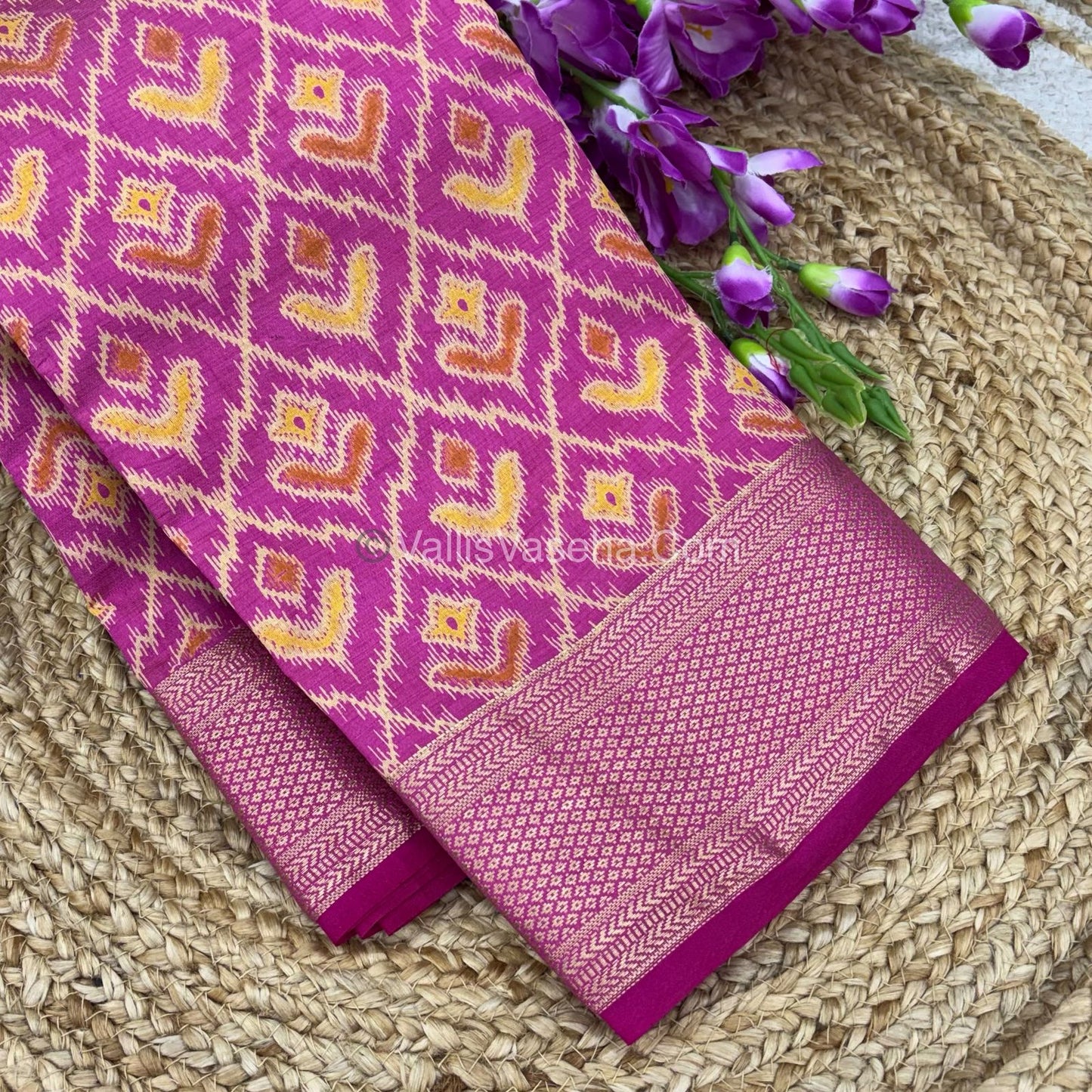 Semi Tussar Silk Saree - Ikkat / Pochampally Design - Pink Shade - VVSTS033