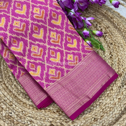Semi Tussar Silk Saree - Ikkat / Pochampally Design - Pink Shade - VVSTS033